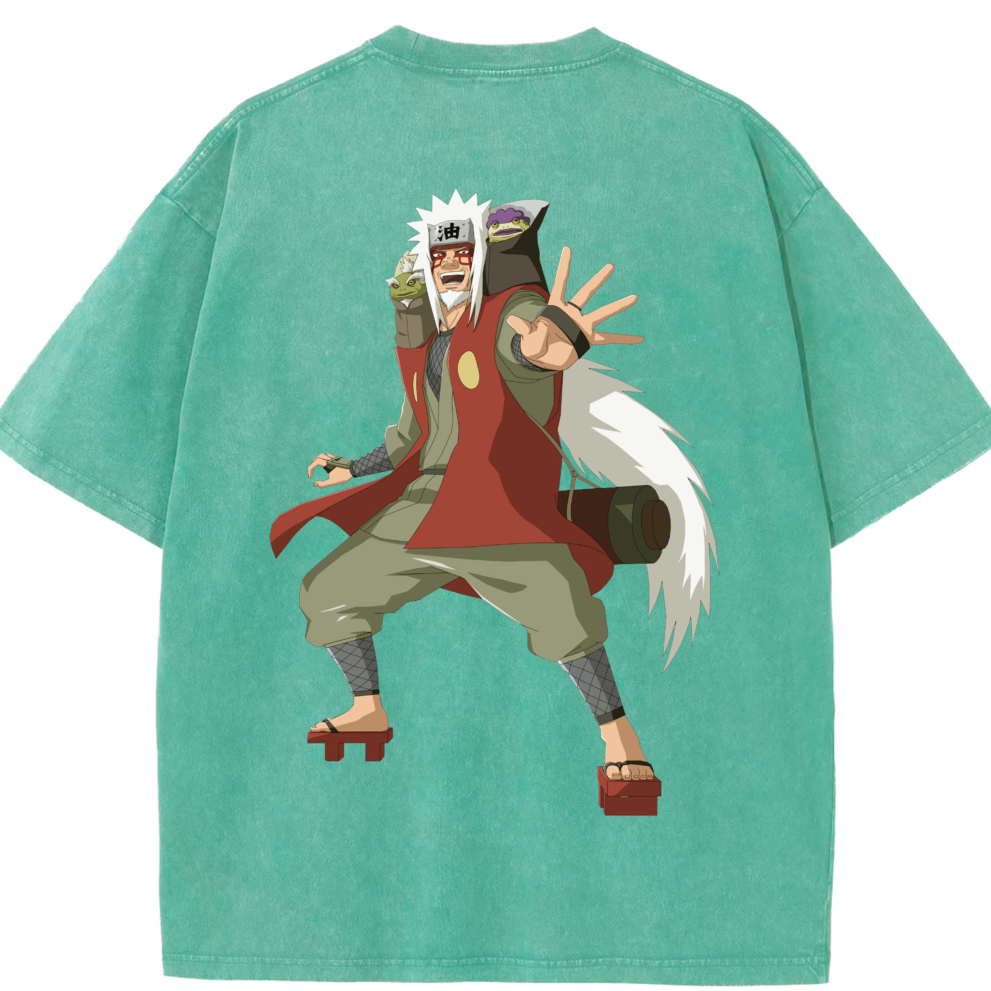 （画像用） NARUTO -ナルト- 自来也（じらいや） Jiraiya 綿100% ヴィンテージ風 半袖Tシャツ（背面プリント）